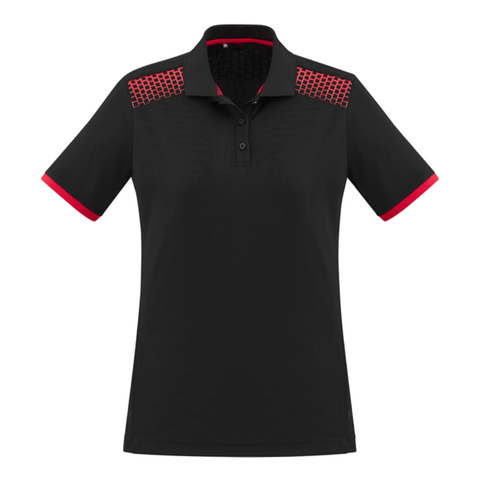 Image of Womens Galaxy Polo, Colour: Black/Red