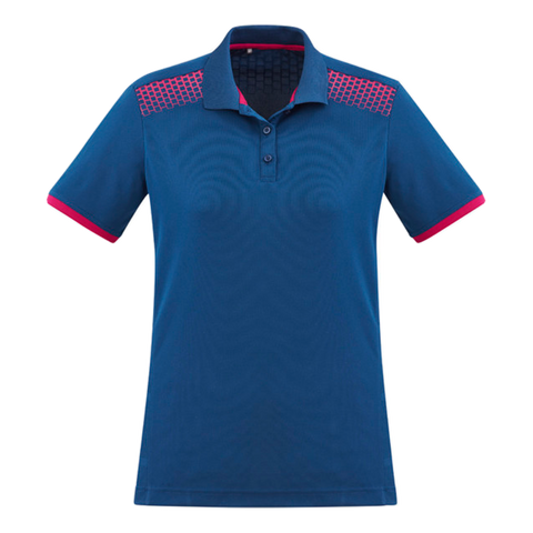 Image of Womens Galaxy Polo, Colour: Steel Blue/Magenta