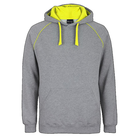 Image of JBs Adult Contrast Fleecy Hoodie, Colour: 13% Marle/Canary