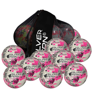 Kereru Netball - 10 Pack, Colour: White/Pink/Silver, Size: 5
