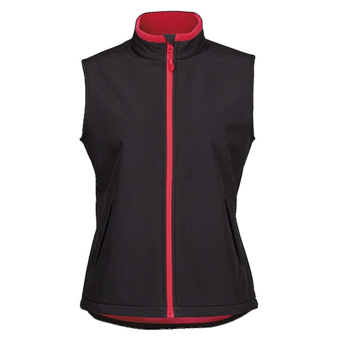 Image of Ladies Podium Softshell Vest, Colour: Black/Red