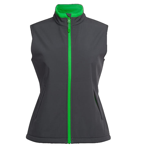Image of Ladies Podium Softshell Vest, Colour: Charcoal/Pea Green
