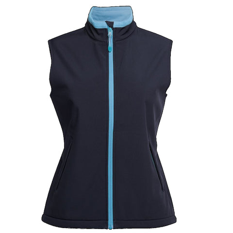 Image of Ladies Podium Softshell Vest, Colour: Navy/Light Blue