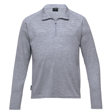 Image of Mens Merino Zip Pullover, Colour: Grey Marle
