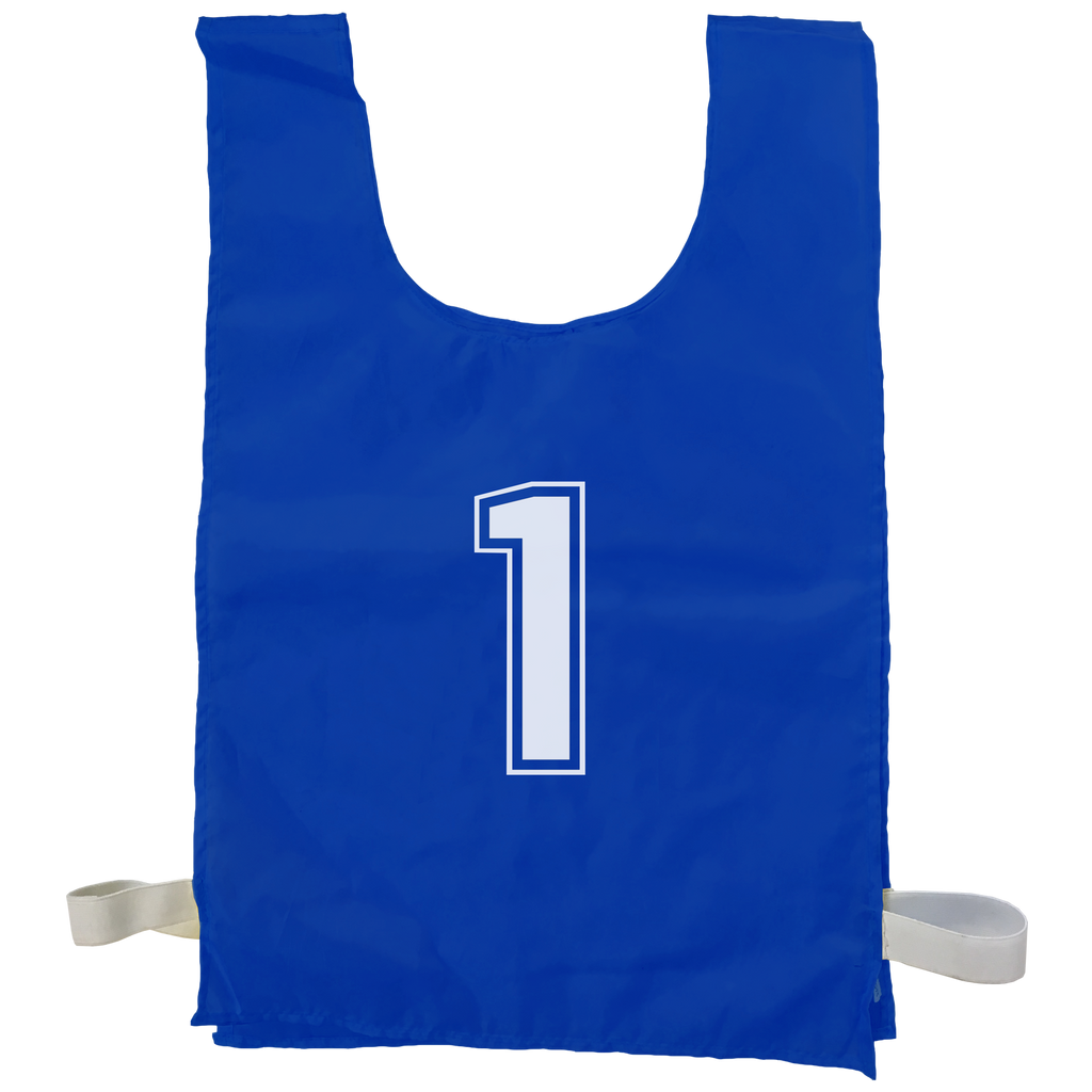 Numbered Sports Bibs - 10 Set, Size: XL (56 x 38 cm), Colour: Blue