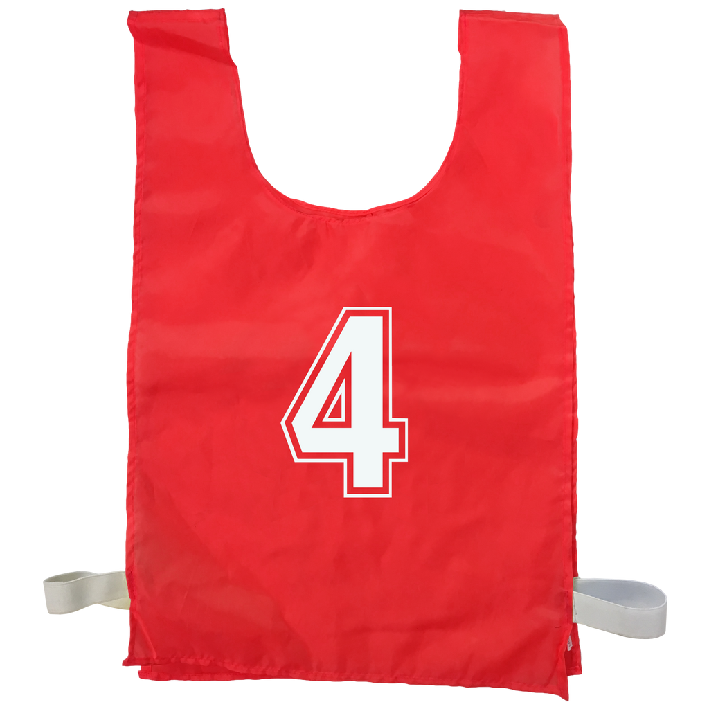 Numbered Sports Bibs - 15 Set, Size: XL (56 x 38 cm), Colour: Red