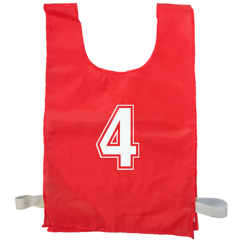 Numbered Sports Bibs - 15 Set, Size: XL (56 x 38 cm), Colour: Red