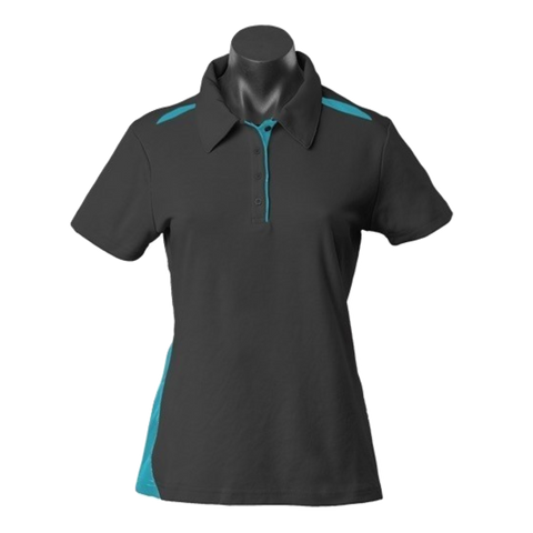 Image of Womens Paterson Polo, Colour: Black/Teal