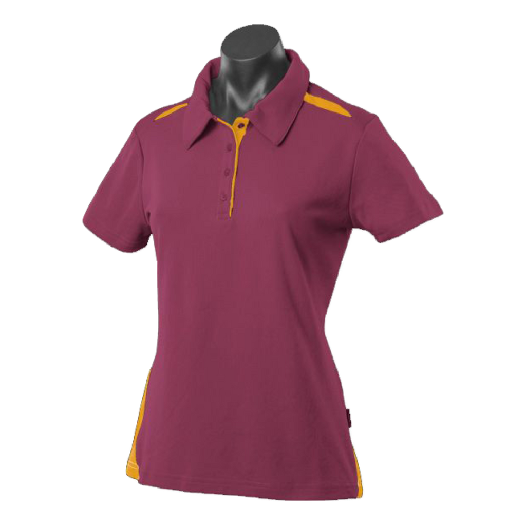 Womens Paterson Polo, Colour: Maroon/Gold