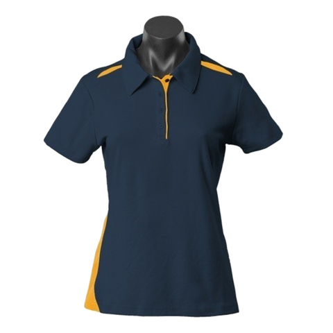 Image of Womens Paterson Polo, Colour: Navy/Gold