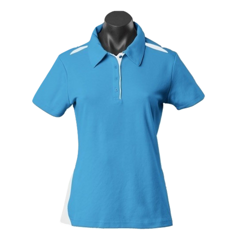 Image of Womens Paterson Polo, Colour: Pacific Blue/White