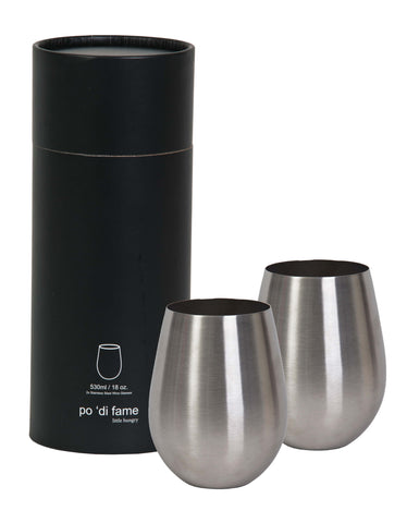 Image of Stemless Stainless Steel Wine Glass Set