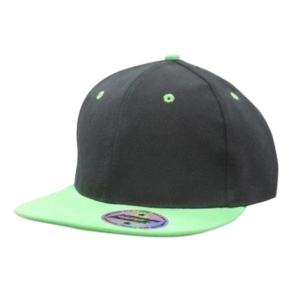 Premium American Twill with Snap Back Pro Styling, Colour: Black/Bright Green