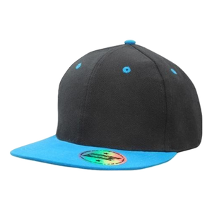 Premium American Twill with Snap Back Pro Styling, Colour: Black/Cyan