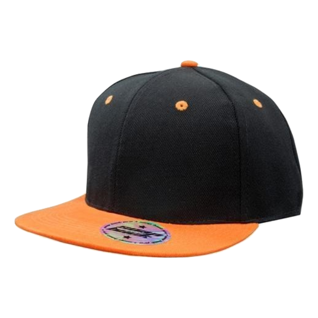 Premium American Twill with Snap Back Pro Styling, Colour: Black/Orange