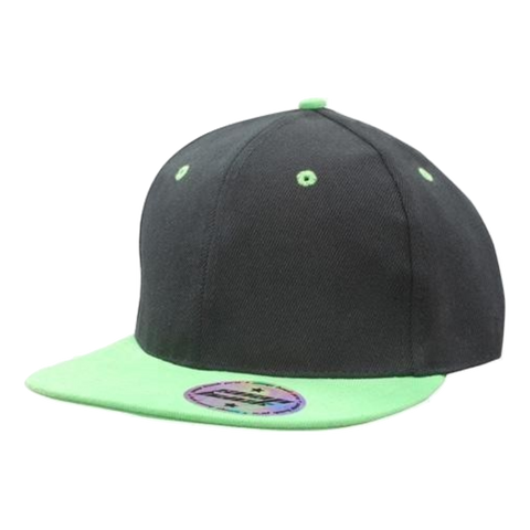 Image of Premium American Twill Youth Size with Snap Back Pro Junior Styling, Colour: Black/Bright Green