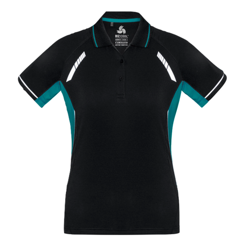 Image of Womens Renegade Polo, Colour: Black/Teal/Silver