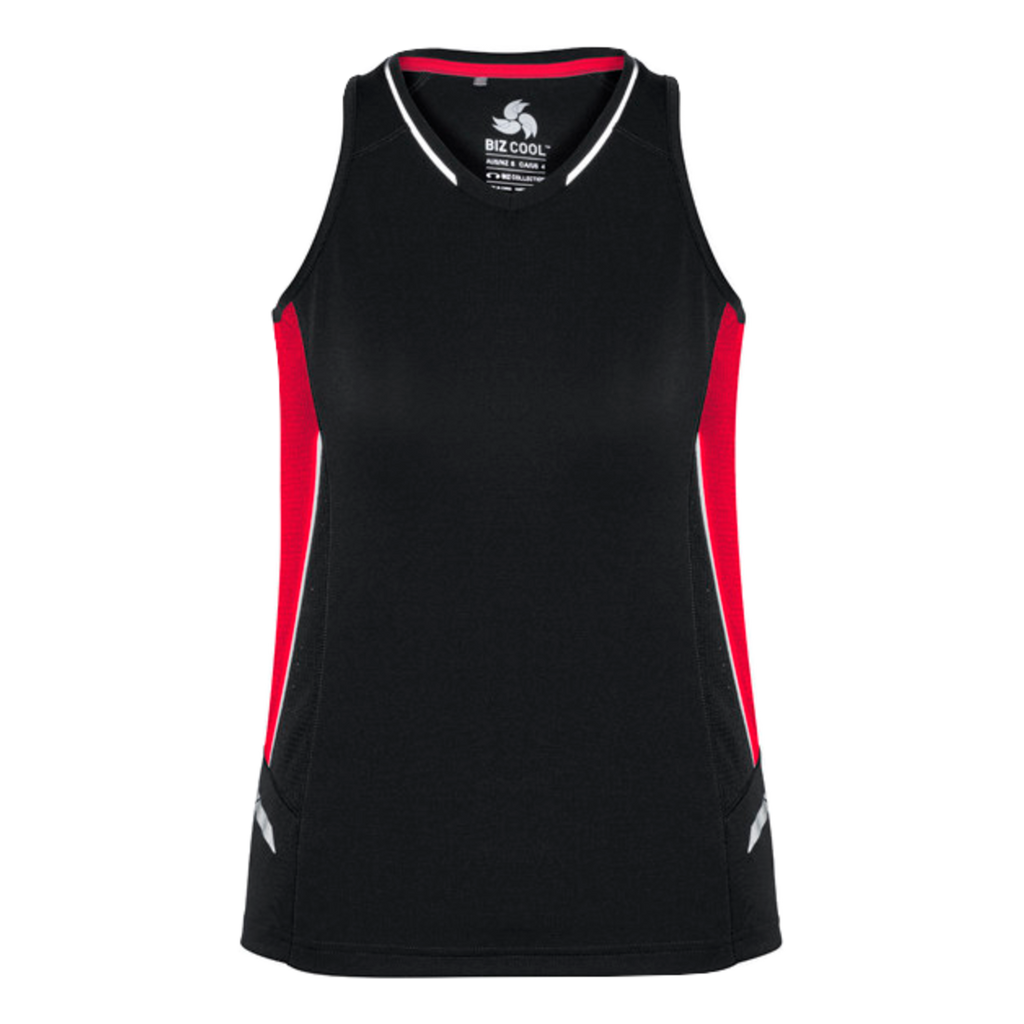 Womens Renegade Singlet, Colour: Black/Red/Silver