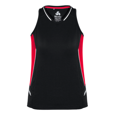 Image of Womens Renegade Singlet, Colour: Black/Red/Silver