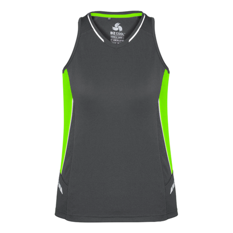 Image of Womens Renegade Singlet, Colour: Grey/Fl Lime/Silver