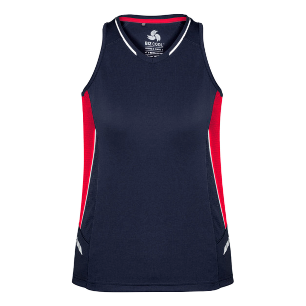 Womens Renegade Singlet, Colour: Navy/Red/Silver