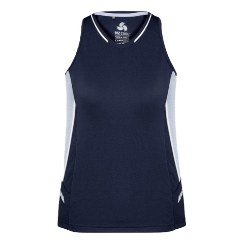Image of Womens Renegade Singlet, Colour: Navy/White/Silver