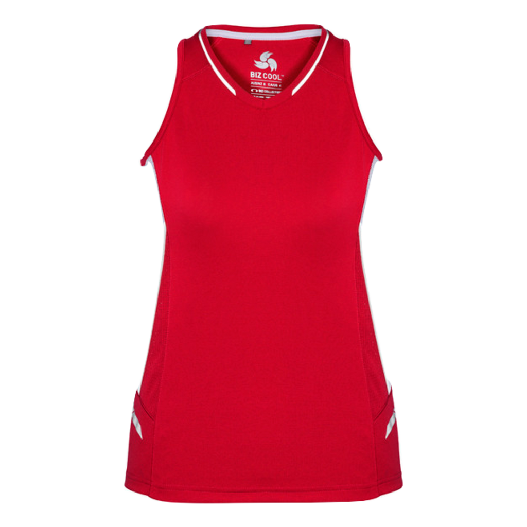 Womens Renegade Singlet, Colour: Red/White/Silver
