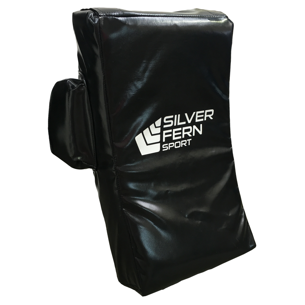 Silver Fern Hit Shield - Curved Profile, Size: Junior, Colour: Black