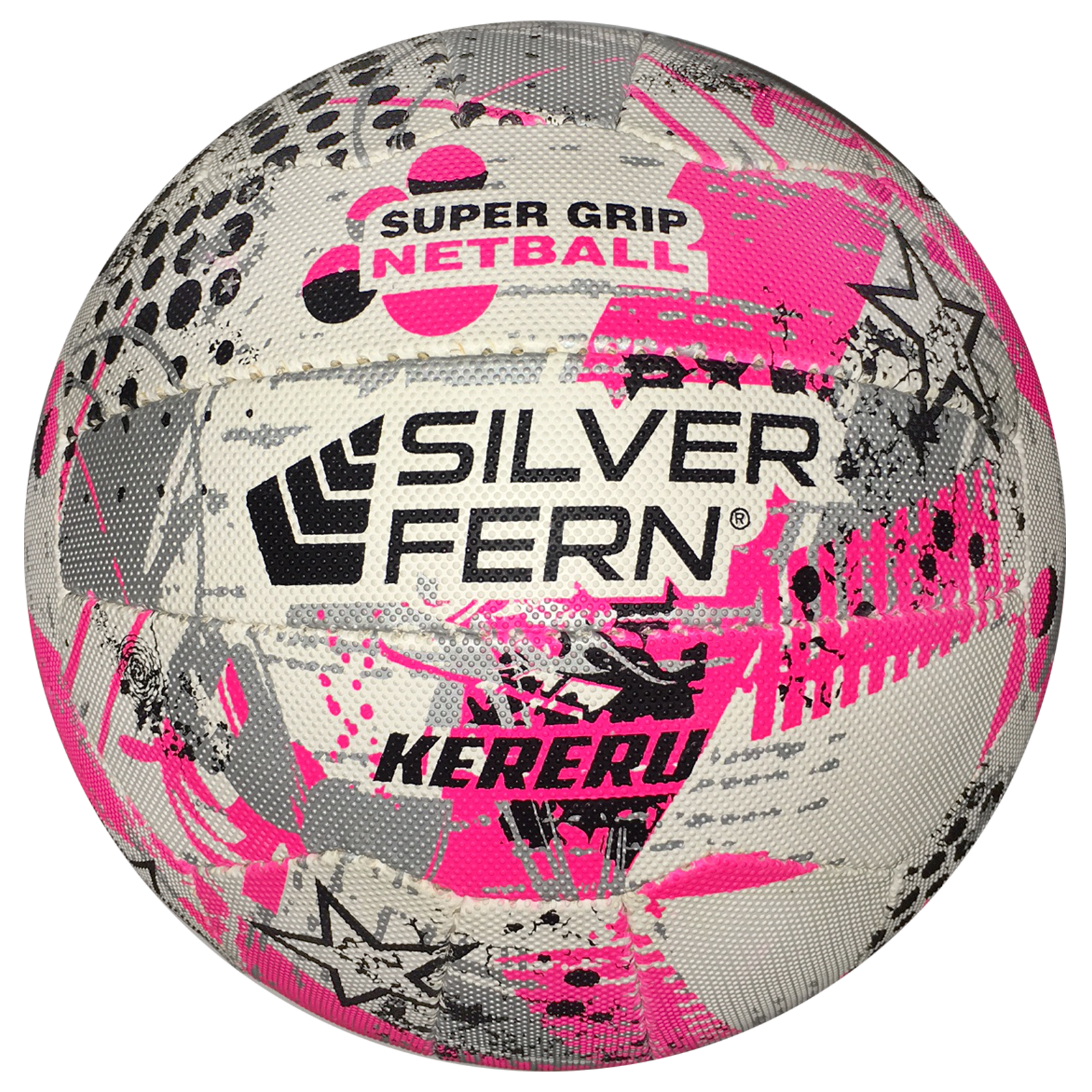 Silver Fern Kereru Netball, Size: 4, Colour: White-Pink/Silver