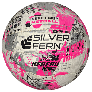 Silver Fern Kereru Netball, Size: 4, Colour: White-Pink/Silver