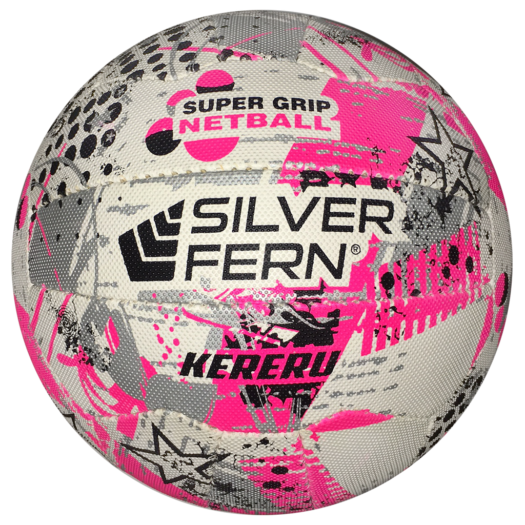 Silver Fern Kereru Netball, Size: 5, Colour: White-Pink/Silver