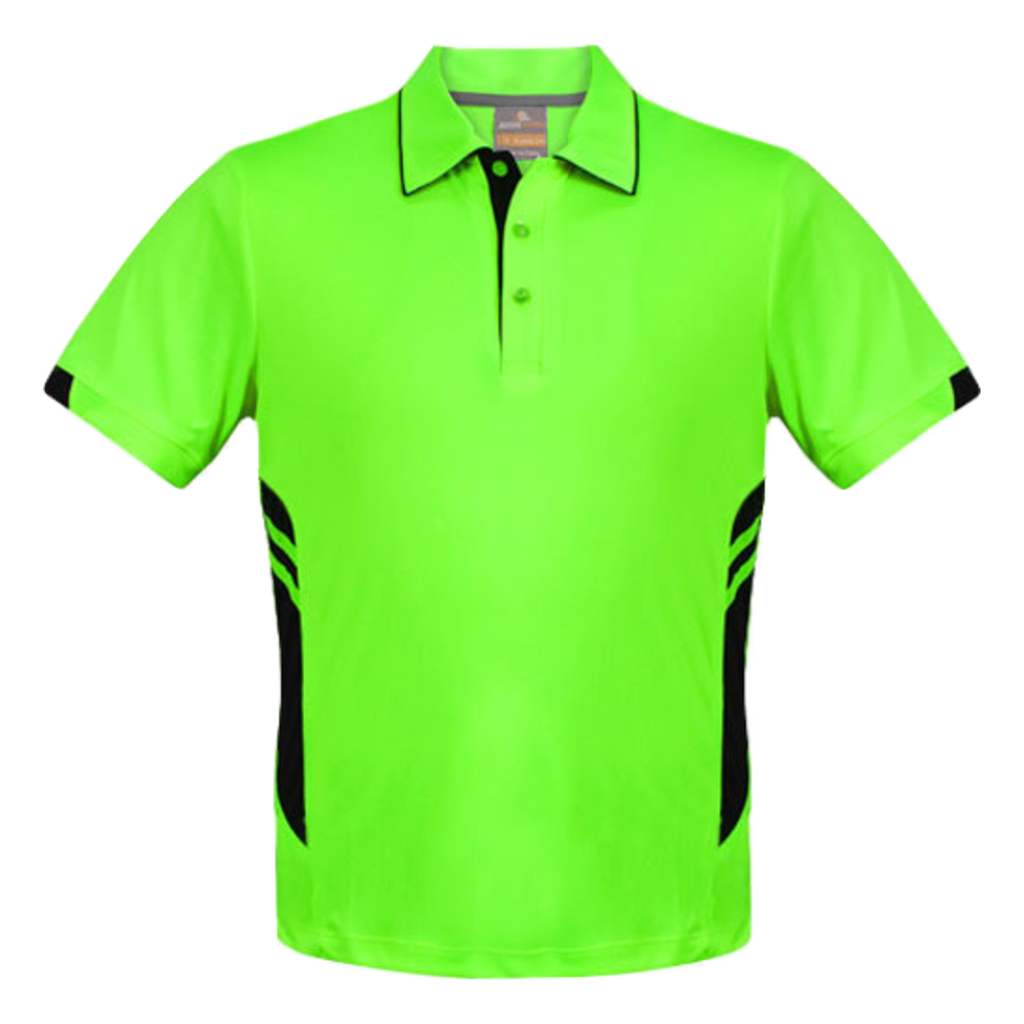 Mens Tasman Polo, Colour: Neon Green/Black