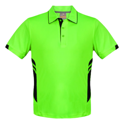 Mens Tasman Polo, Colour: Neon Green/Black