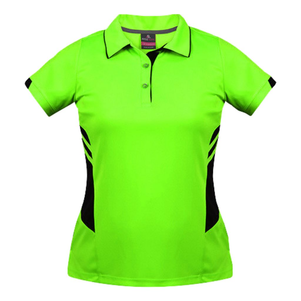 Womens Tasman Polo, Colour: Neon Green/Black
