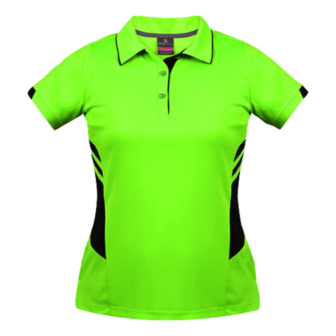 Image of Womens Tasman Polo, Colour: Neon Green/Black