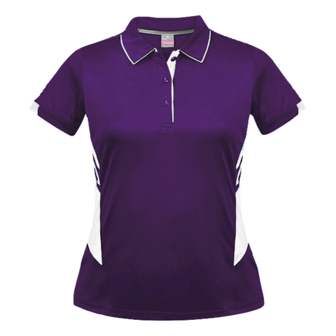 Image of Womens Tasman Polo, Colour: Purple/White