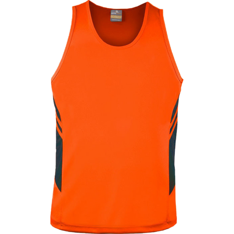 Image of Mens Tasman Singlet, Colour: Neon Orange/Slate