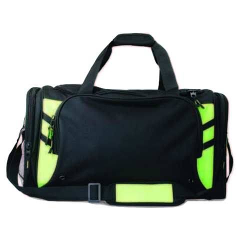 Tasman Sports Bag, Colour: Black/Neon Green