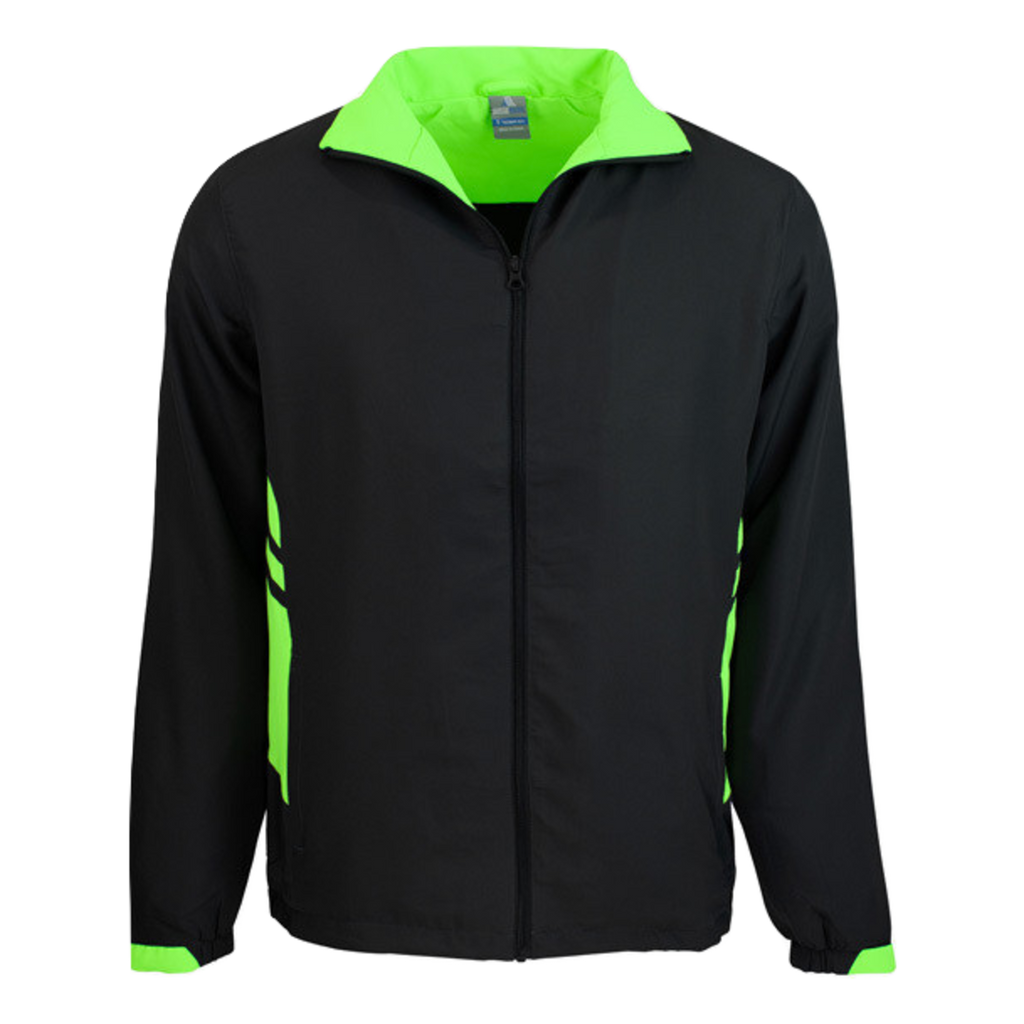 Kids Tasman Track Jacket, Colour: Black/Neon Green