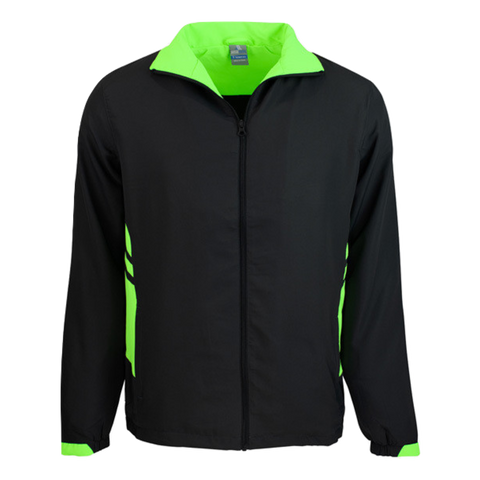 Adults Tasman Track Jacket, Colour: Black/Neon Green