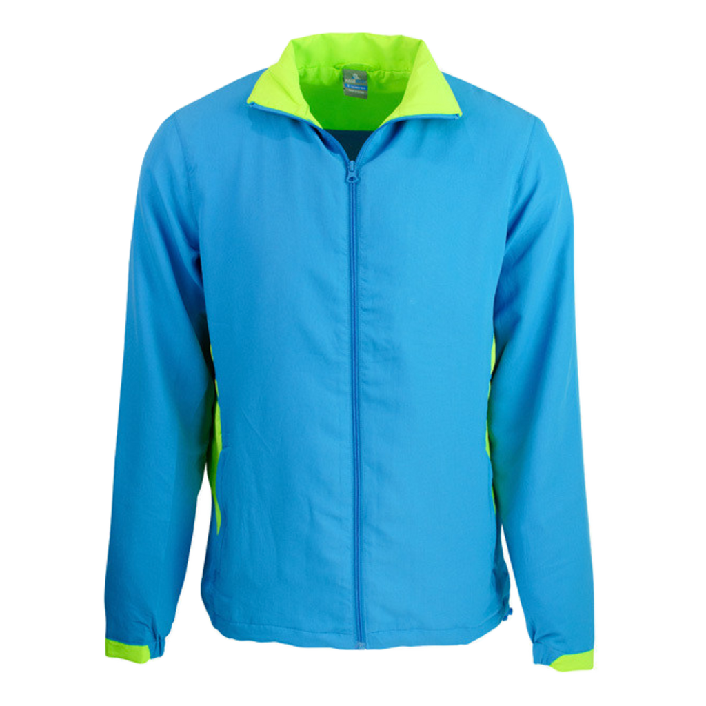Adults Tasman Track Jacket, Colour: Cyan/Neon Green