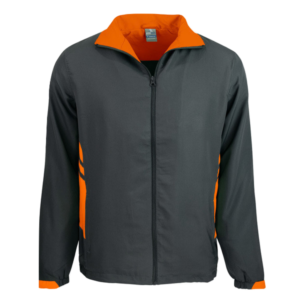 Adults Tasman Track Jacket, Colour: Slate/Neon Orange