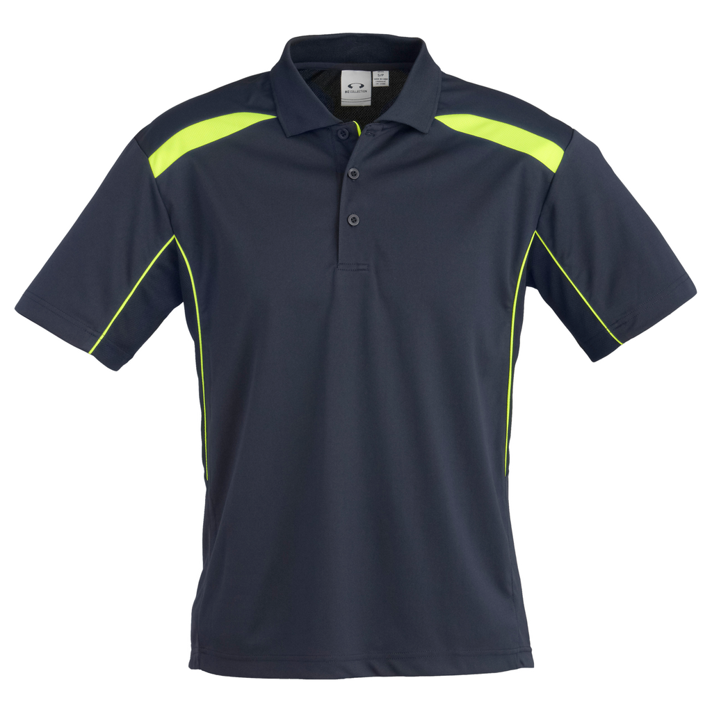 Mens United Polo, Colour: Navy/Lime