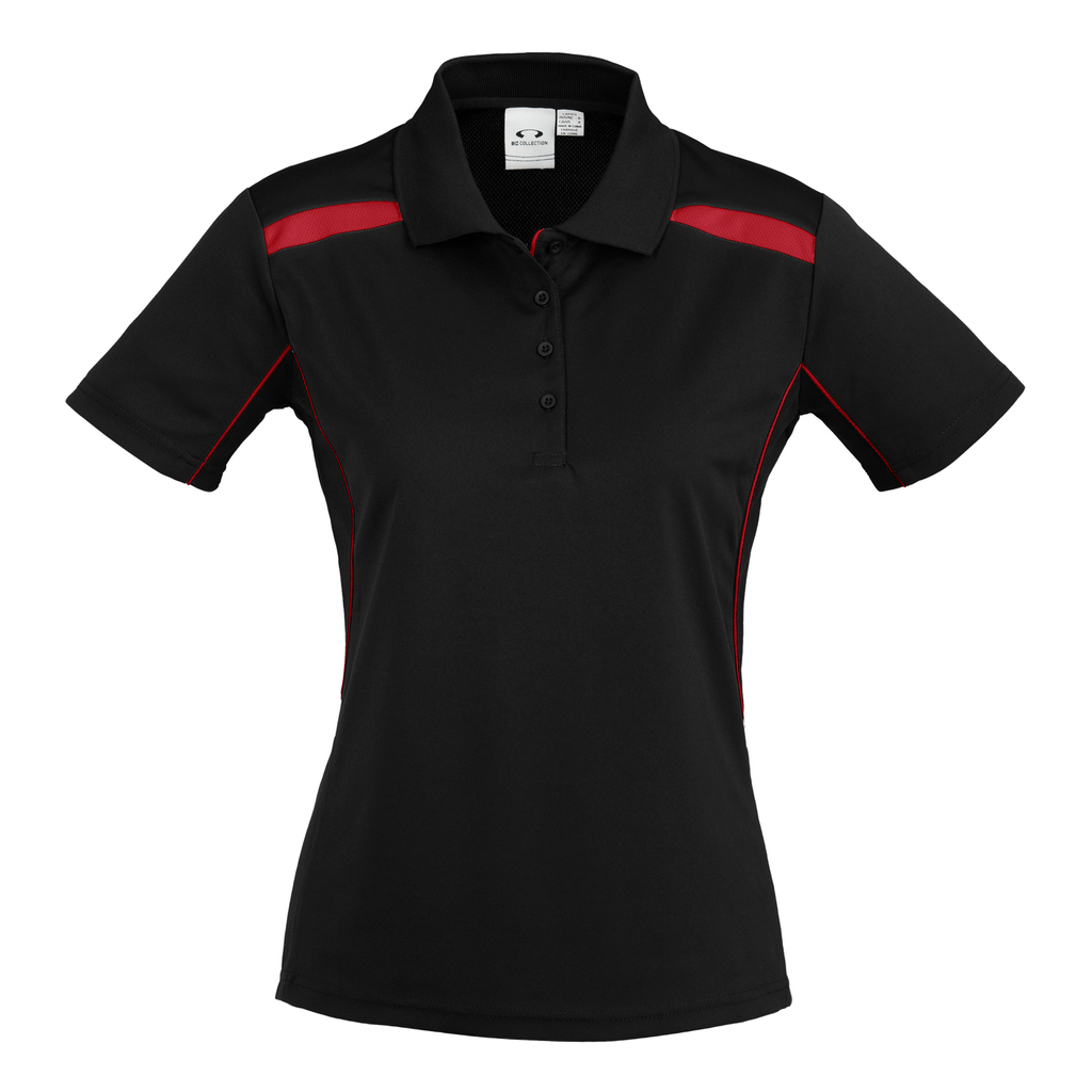 Womens United Polo, Colour: Black/Red