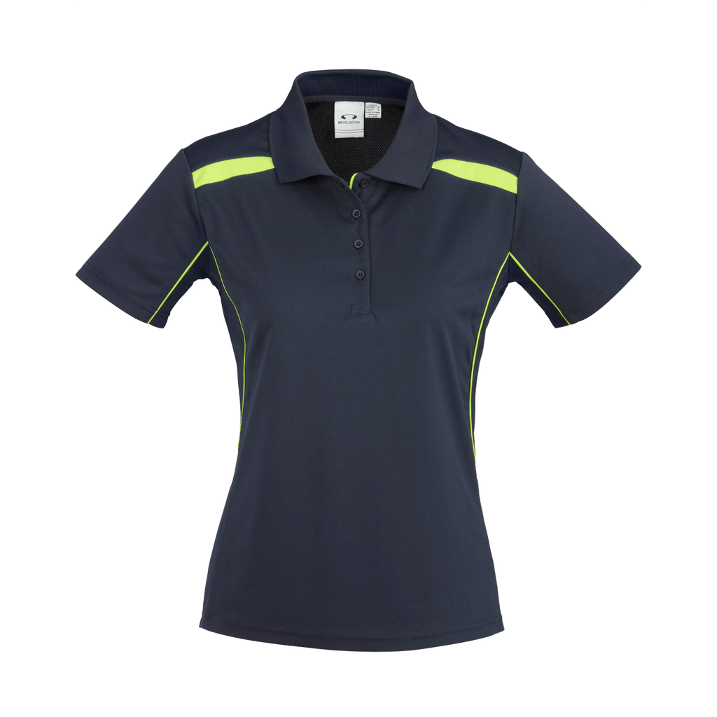 Womens United Polo, Colour: Navy/Lime